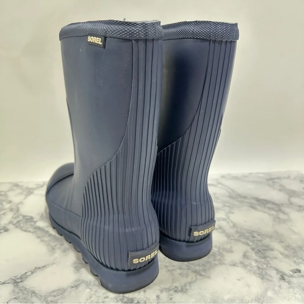 Sorel Women's Joan Rain Short matte blue mid calf water Boots size 10